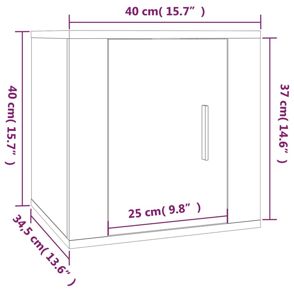 væghængt tv-skab 40x34,5x40 cm sonoma-eg