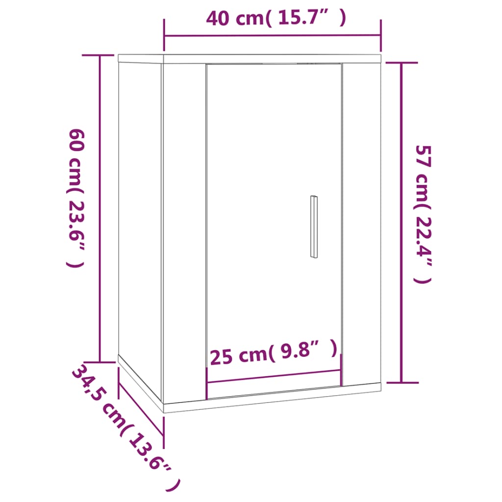 væghængt tv-skab 40x34,5x60 cm røget egetræsfarve