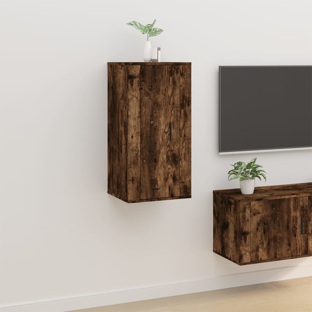 væghængt tv-skab 40x34,5x80 cm røget egetræ