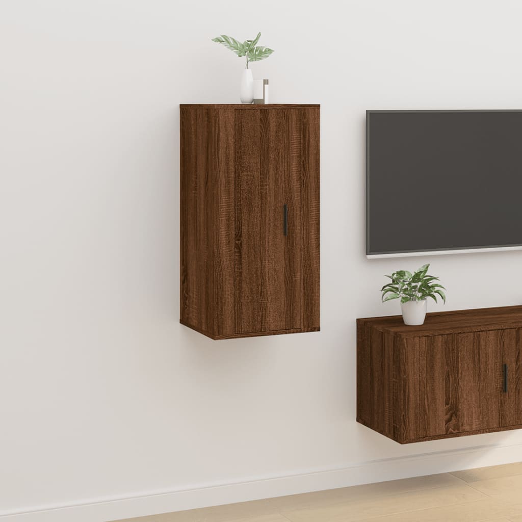 væghængt tv-skab 40x34,5x80 cm brun egetræ