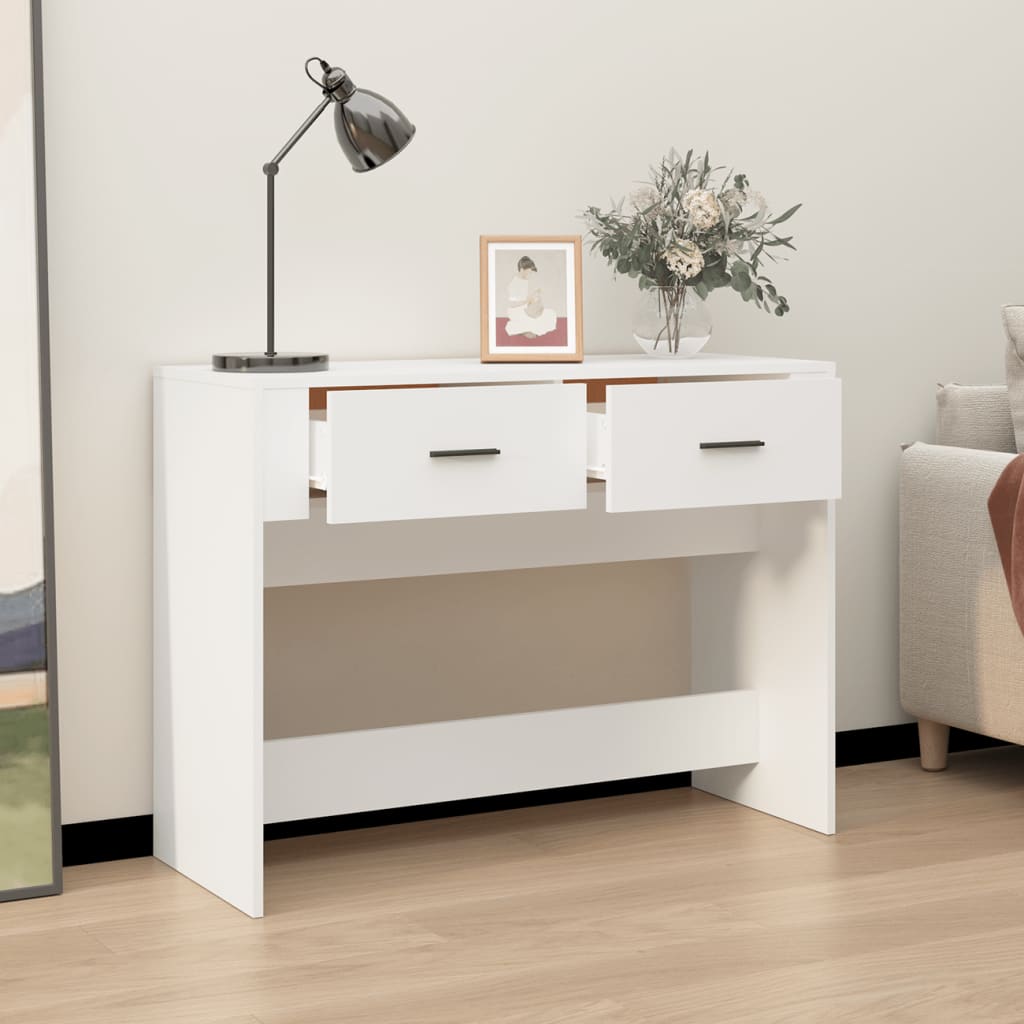 konsolbord 100x39x75 cm konstrueret træ hvid