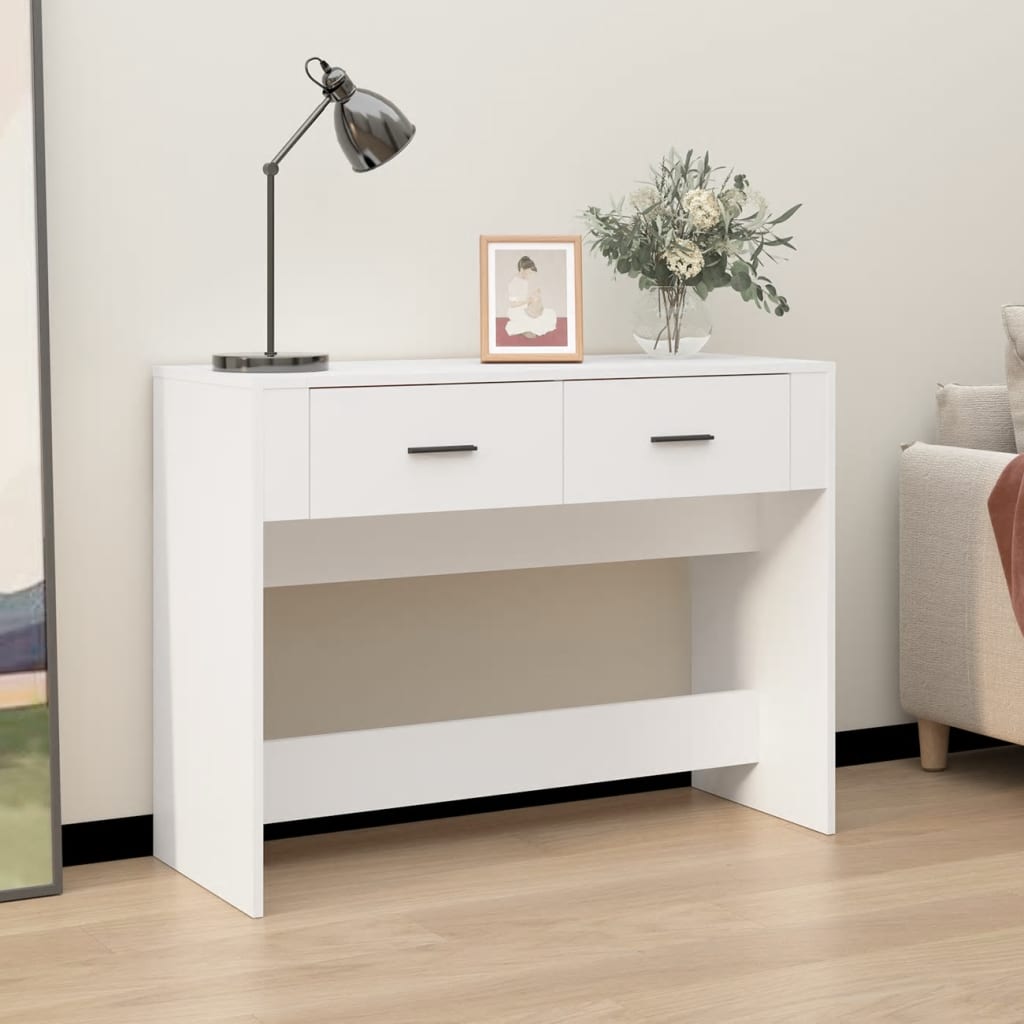 konsolbord 100x39x75 cm konstrueret træ hvid