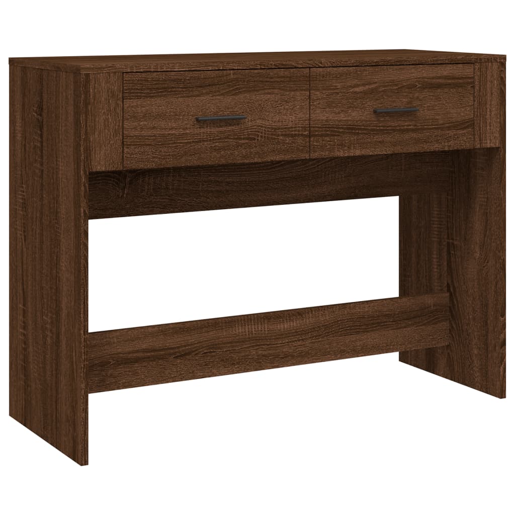 konsolbord 100x39x75 cm konstrueret træ Brun egetræ