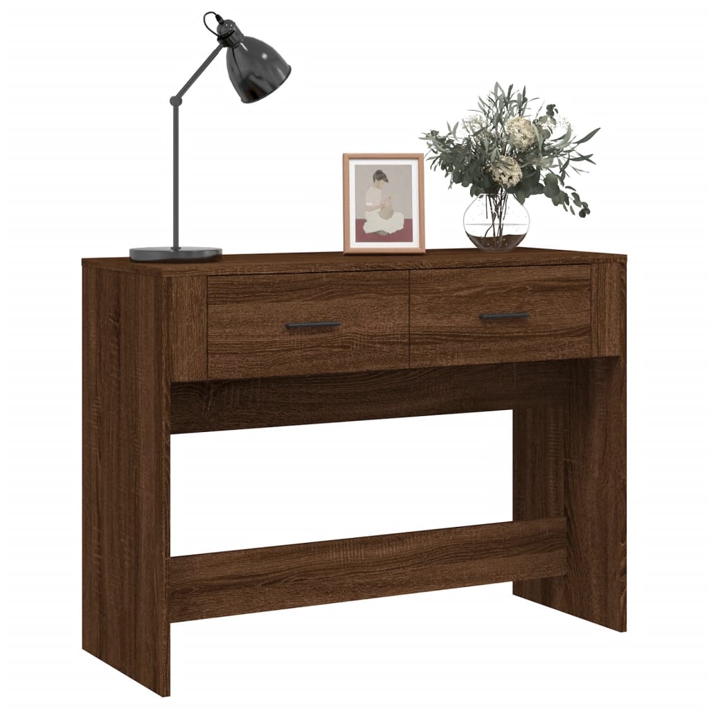 konsolbord 100x39x75 cm konstrueret træ Brun egetræ