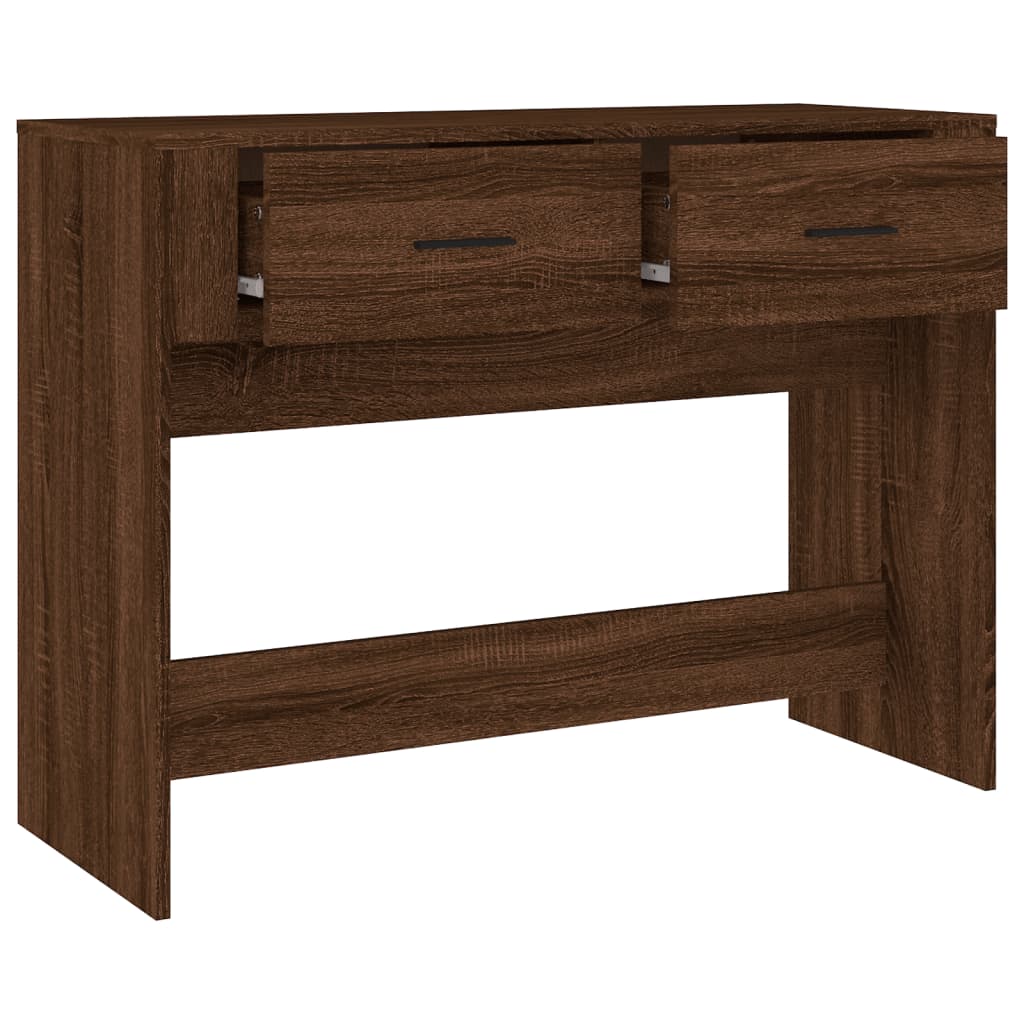 konsolbord 100x39x75 cm konstrueret træ Brun egetræ