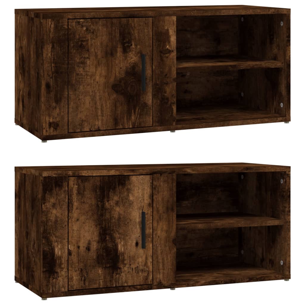 tv-skabe 2 stk. 80x31,5x36 cm konstrueret træ røget egetræ