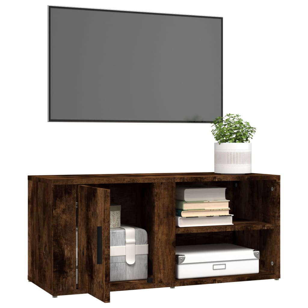 tv-skabe 2 stk. 80x31,5x36 cm konstrueret træ røget egetræ