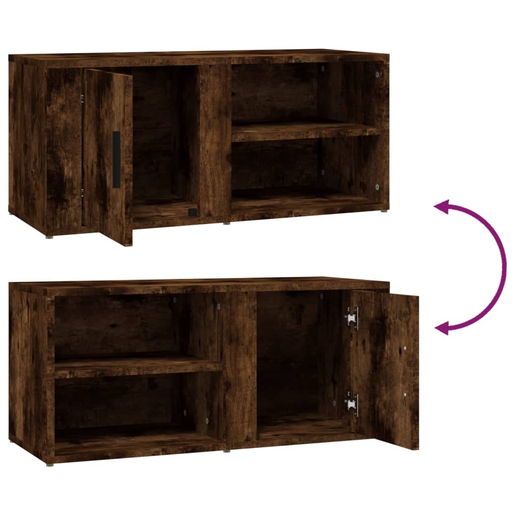 tv-skabe 2 stk. 80x31,5x36 cm konstrueret træ røget egetræ