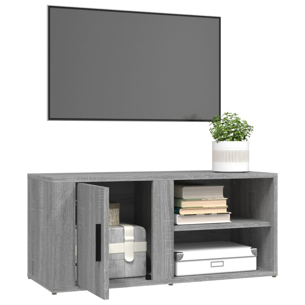 tv-skabe 2 stk. 80x31,5x36 cm konstrueret træ grå sonoma-eg