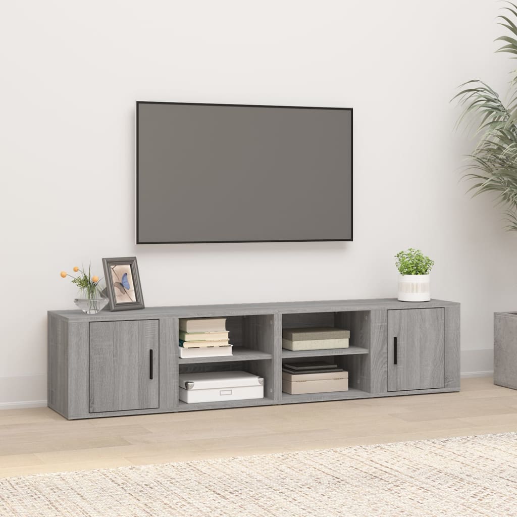 tv-skabe 2 stk. 80x31,5x36 cm konstrueret træ grå sonoma-eg