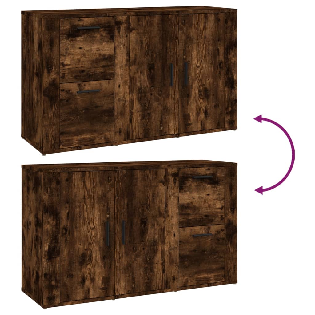 skænk 100x33x59,5 cm konstrueret træ røget egetræsfarve