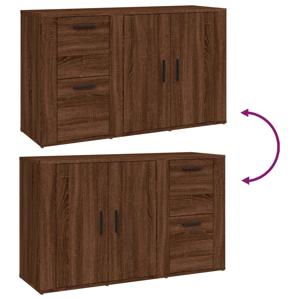 skænk 100x33x59,5 cm konstrueret træ brun egetræsfarve