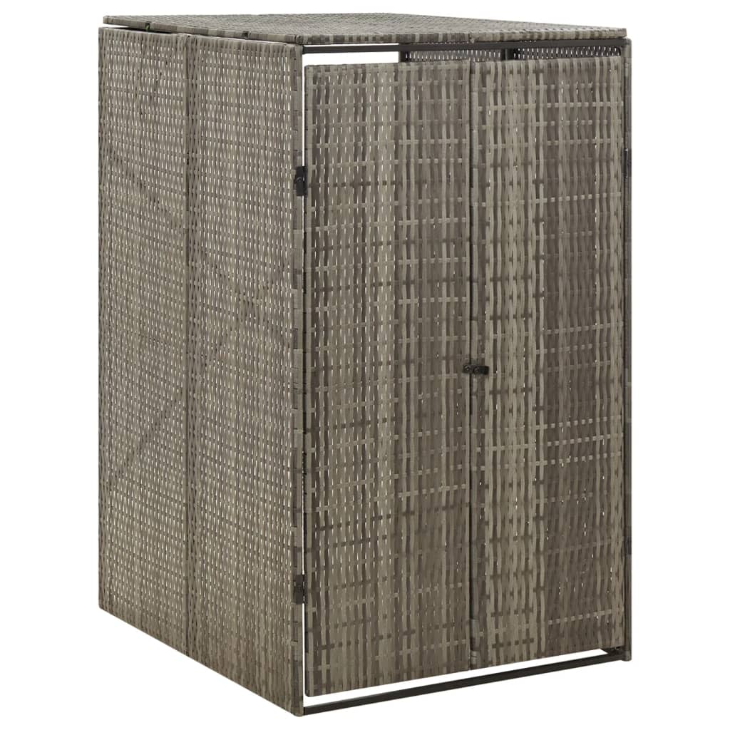 enkelt skraldespandsskjuler 70x80x117 cm polyrattan grå
