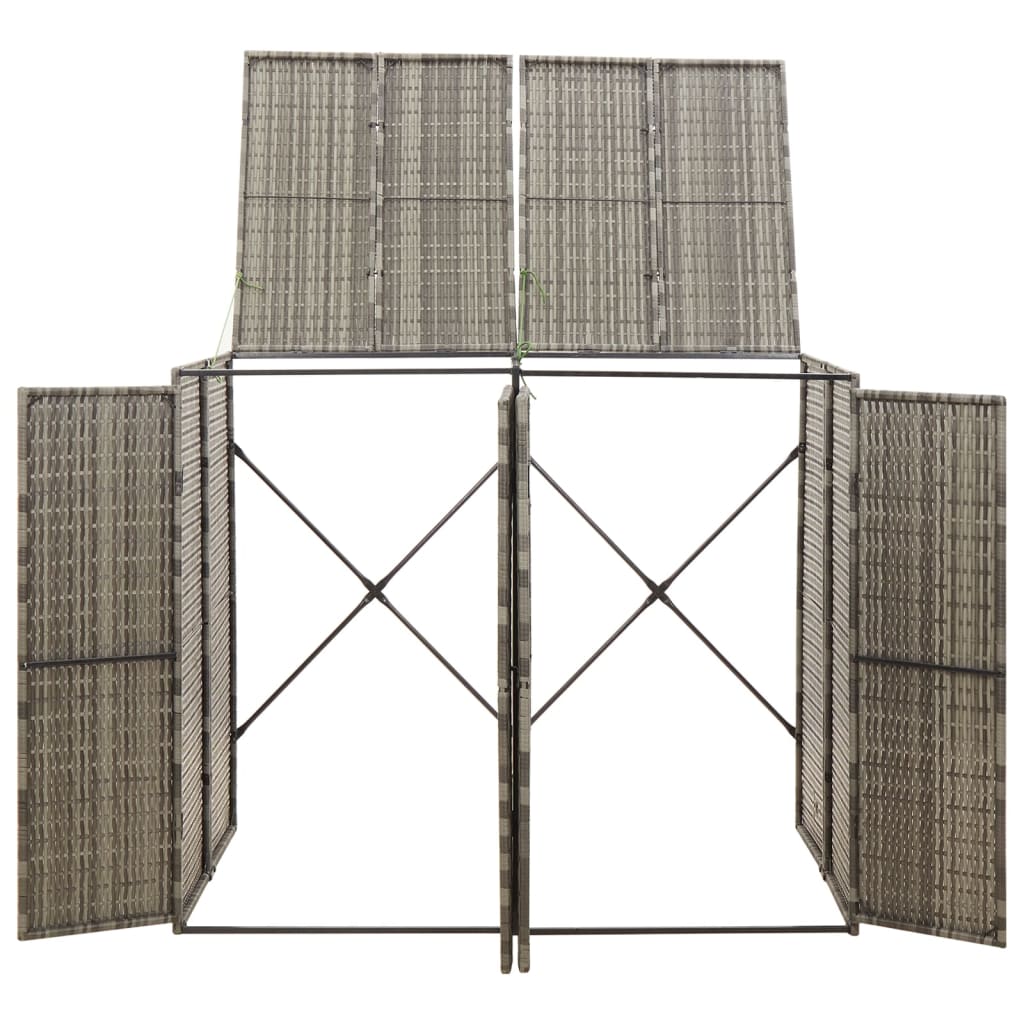 dobbelt skraldespandsskjuler 140x80x117 cm polyrattan grå