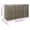 tredobbelt skraldespandsskjuler 207x80x117 cm polyrattan grå