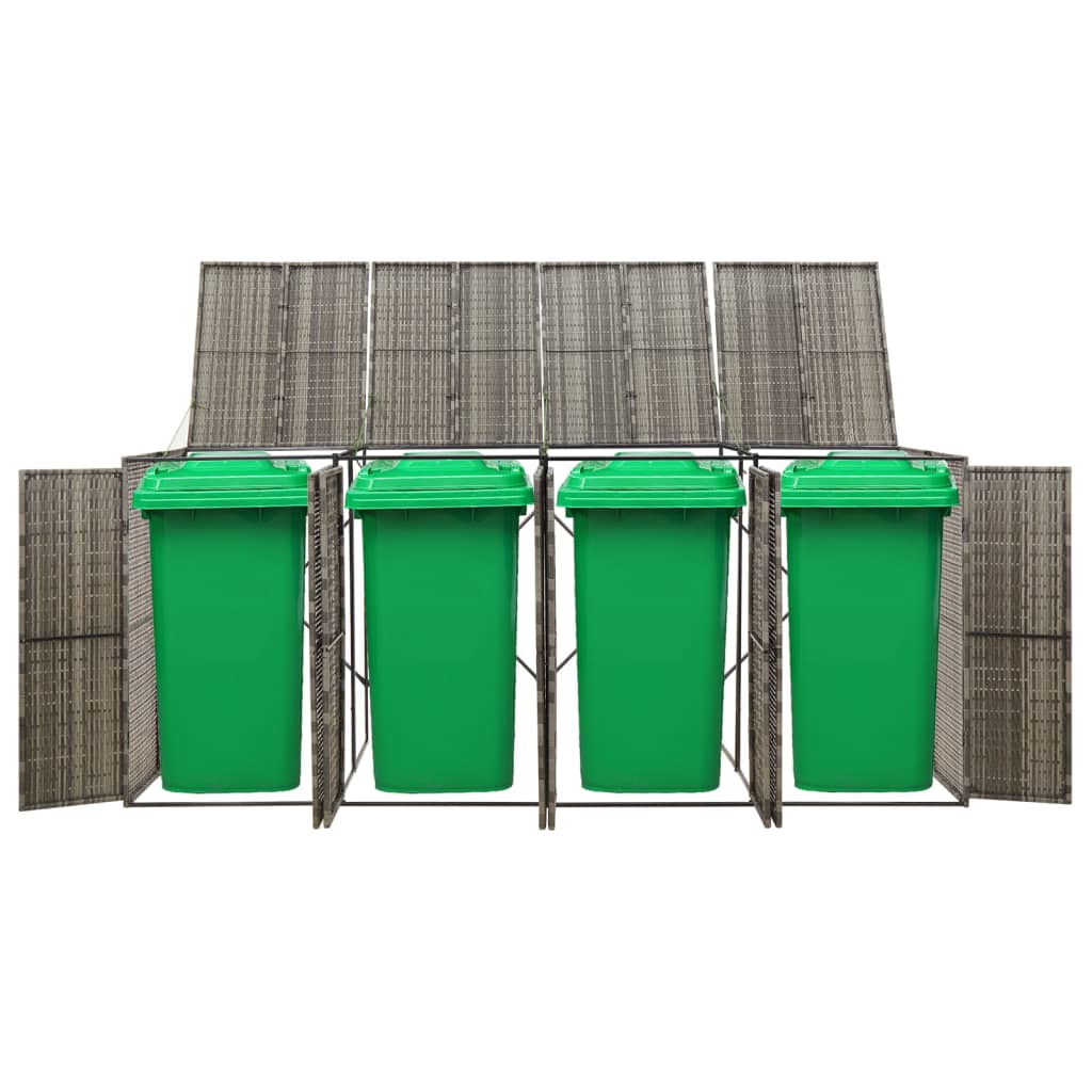 firdobbelt skraldespandsskjuler 274x80x117 cm polyrattan grå