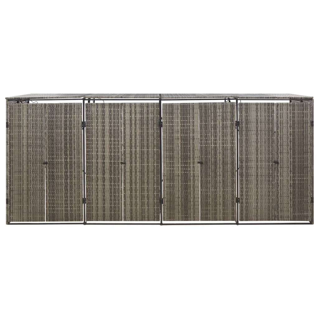 firdobbelt skraldespandsskjuler 274x80x117 cm polyrattan grå