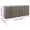 firdobbelt skraldespandsskjuler 274x80x117 cm polyrattan grå