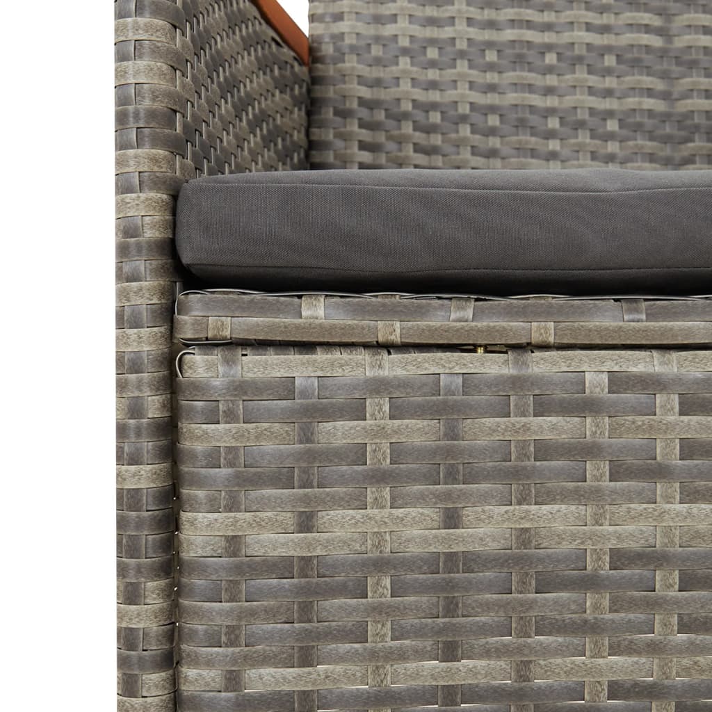 havestole med hynder 2 stk. polyrattan grå