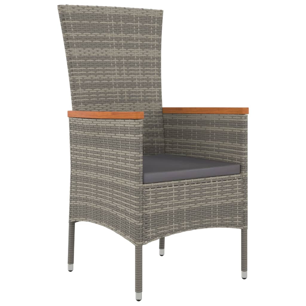 havestole med hynder 4 stk. polyrattan grå