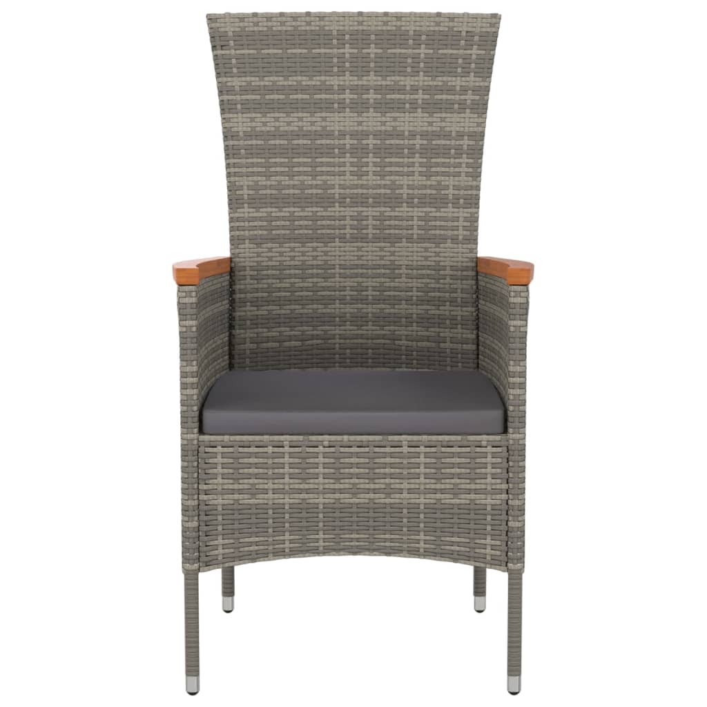 havestole med hynder 4 stk. polyrattan grå