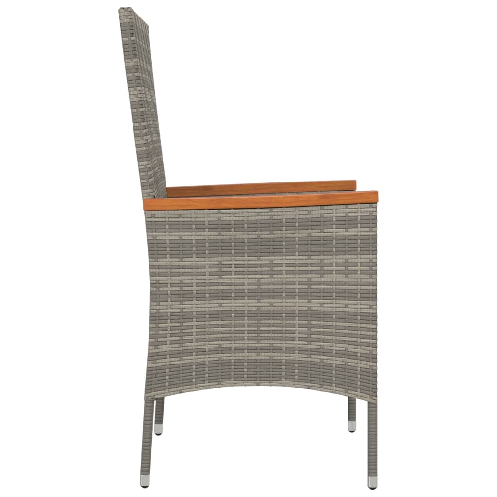 havestole med hynder 4 stk. polyrattan grå