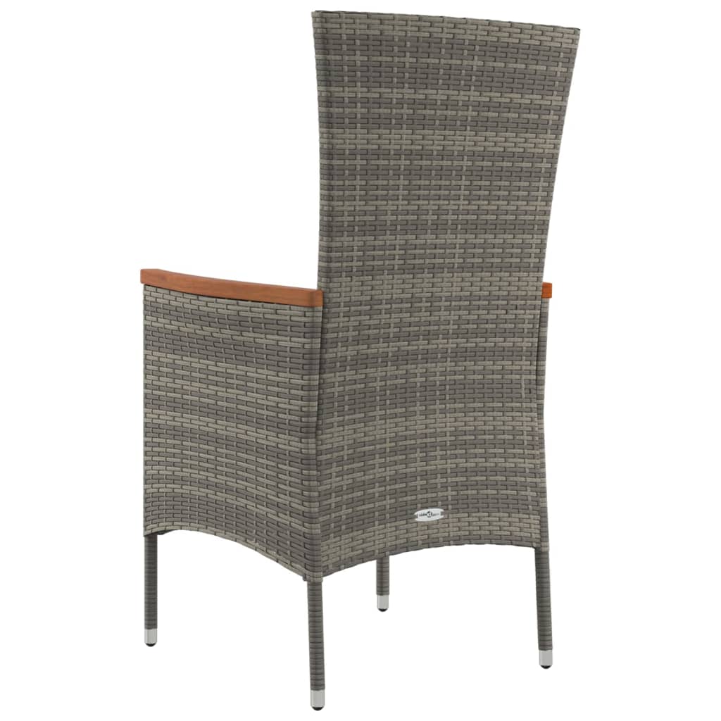 havestole med hynder 4 stk. polyrattan grå