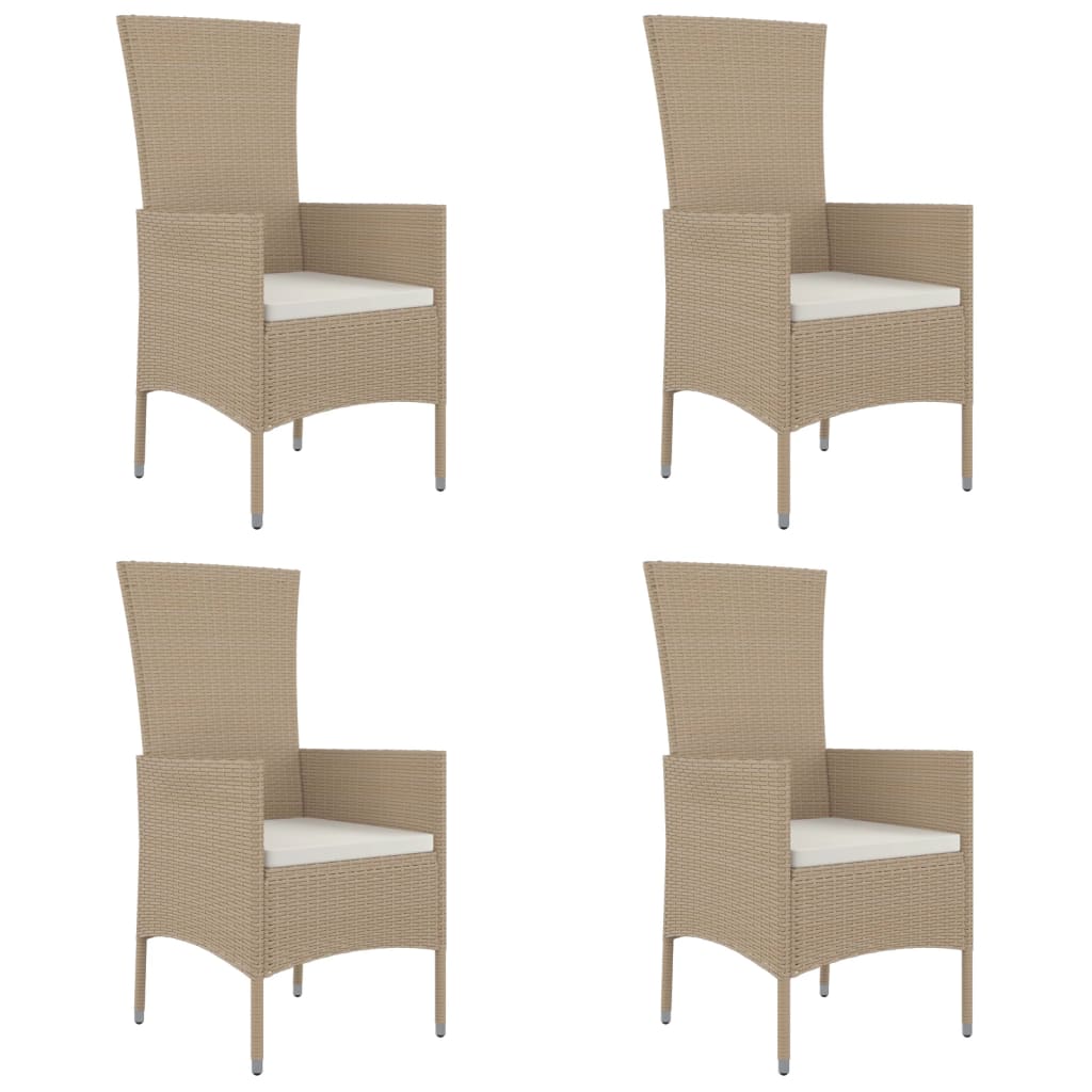 havestole med hynder 4 stk. polyrattan beige