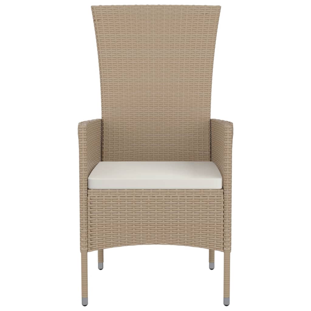havestole med hynder 4 stk. polyrattan beige