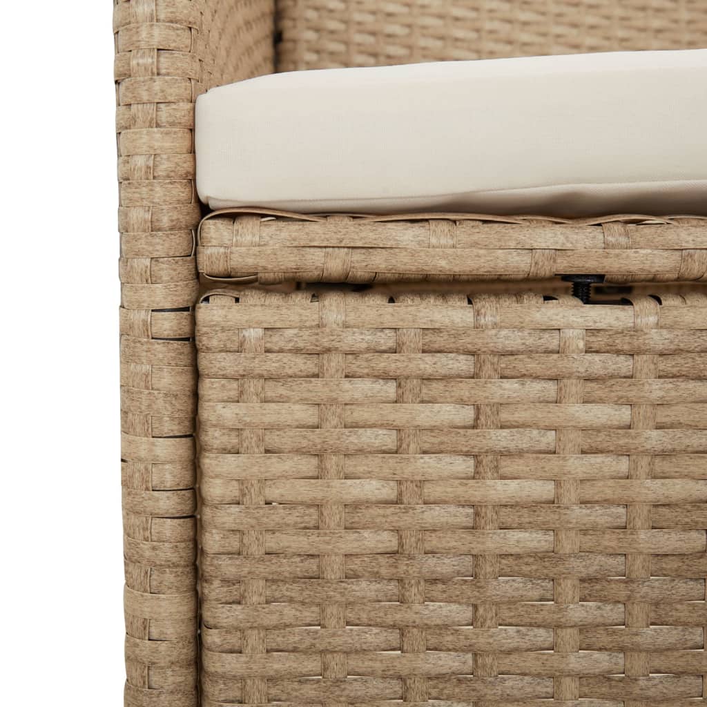 havestole med hynder 4 stk. polyrattan beige