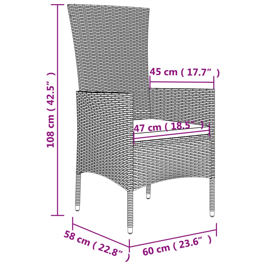 havestole med hynder 4 stk. polyrattan beige