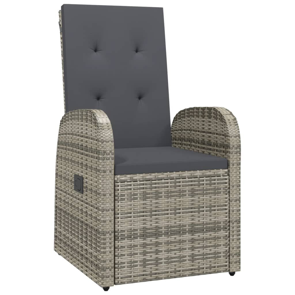 havestole med hynder 2 stk. polyrattan grå