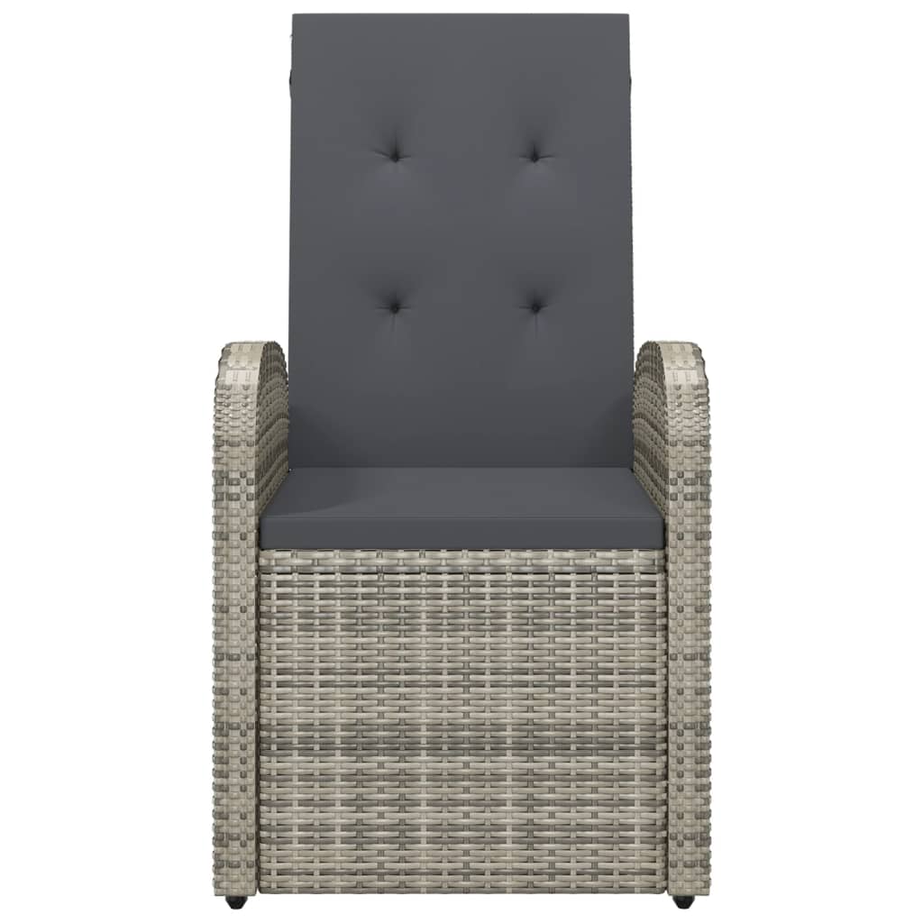 havestole med hynder 2 stk. polyrattan grå
