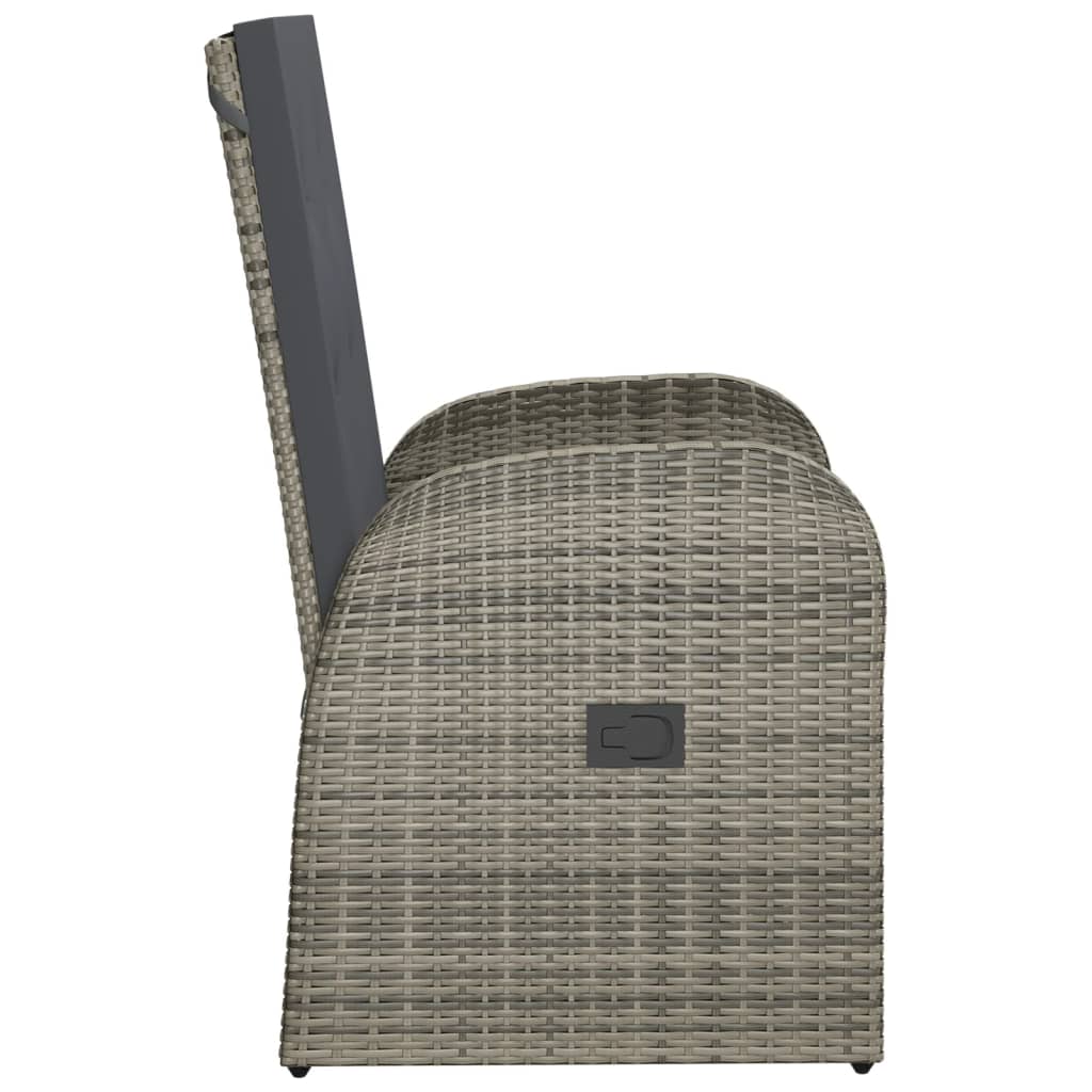 havestole med hynder 2 stk. polyrattan grå