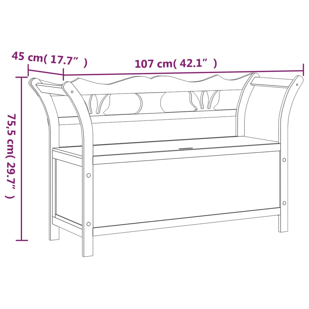 bænk 107x45x75,5 cm massivt fyrretræ grå