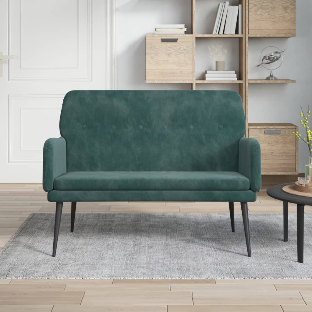 bænk 108x79x79 cm fløjl mørkegrøn
