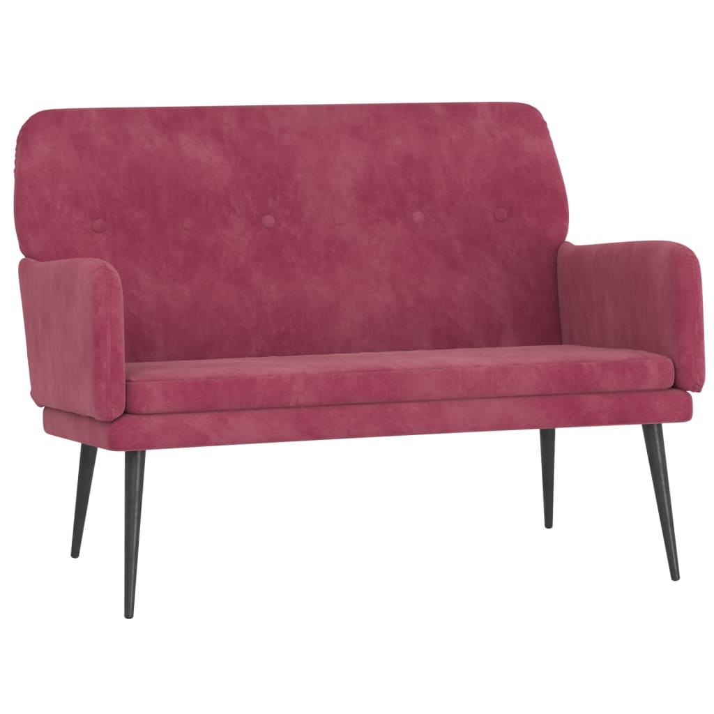 bænk 108x79x79 cm velour vinrød