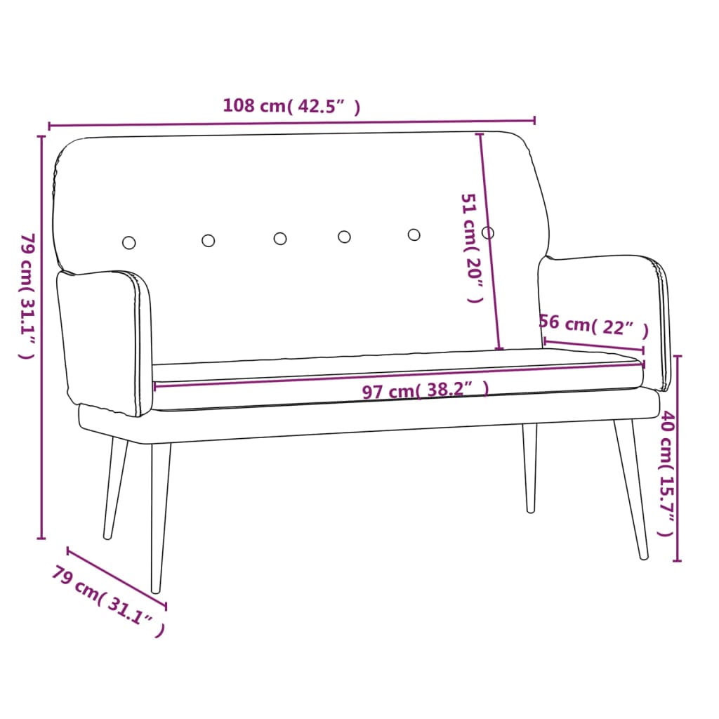 bænk 108x79x79 cm velour gul