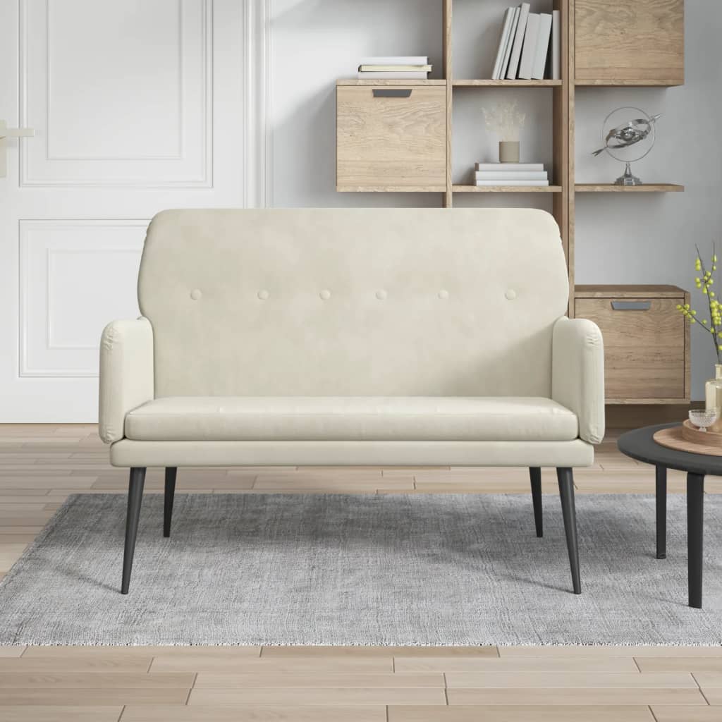 bænk 108x79x79 cm velour cremefarvet