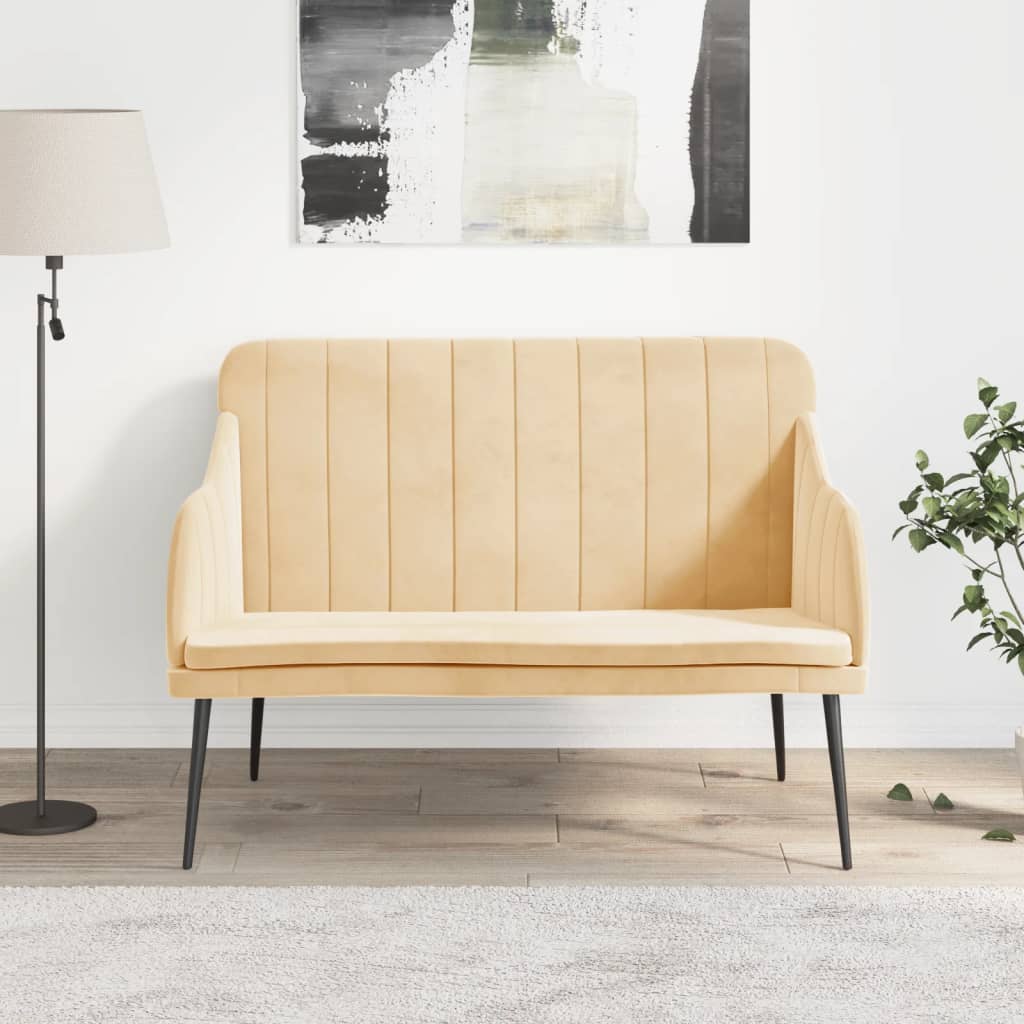 bænk 110x76x80 cm velour cremefarvet