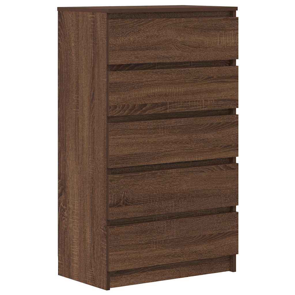kommode 60x36x103 cm konstrueret træ brun egetræsfarve