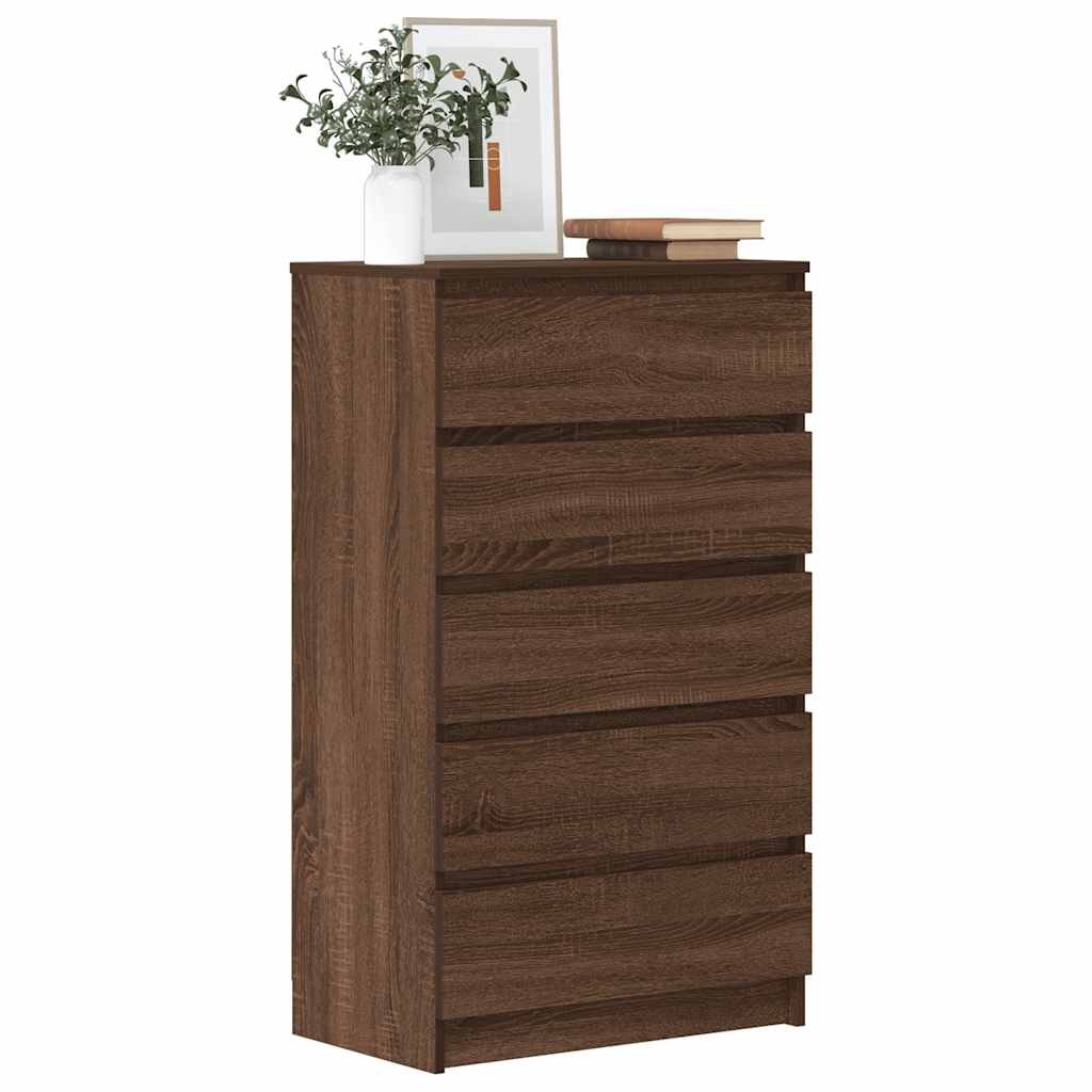 kommode 60x36x103 cm konstrueret træ brun egetræsfarve