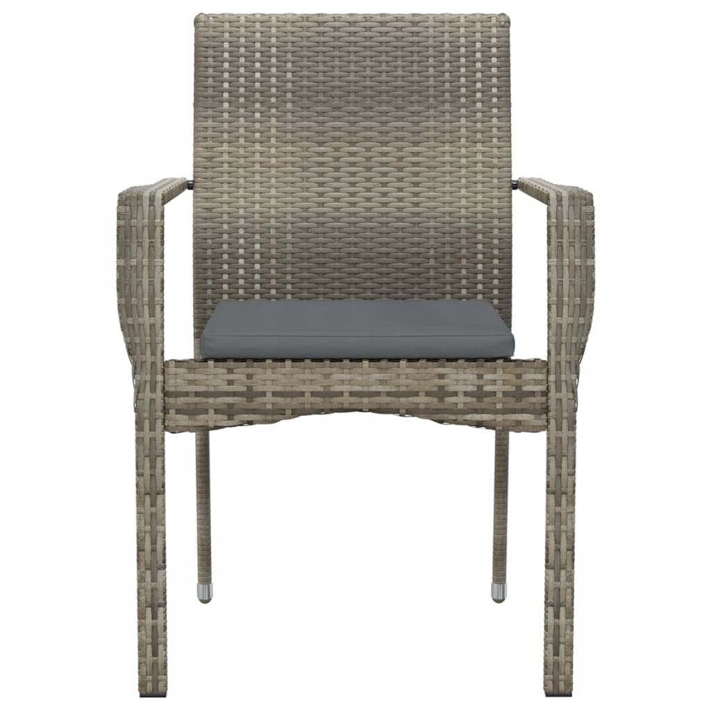 havestole med hynder 2 stk. polyrattan grå