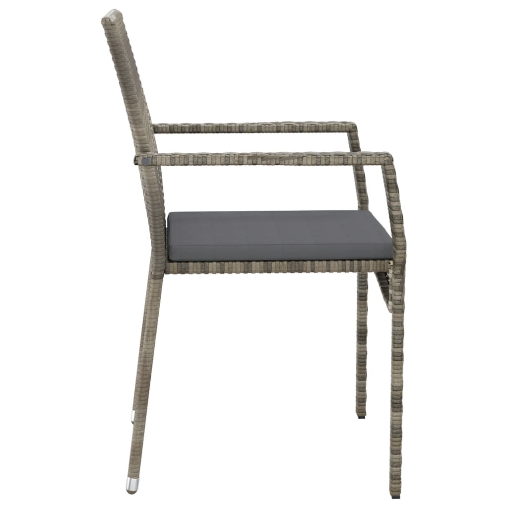 havestole med hynder 2 stk. polyrattan grå