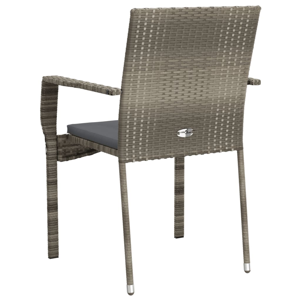 havestole med hynder 2 stk. polyrattan grå