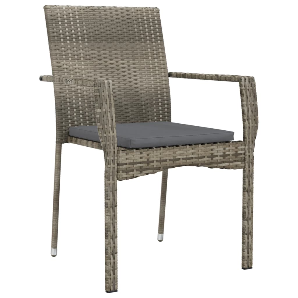havestole med hynder 4 stk. polyrattan grå