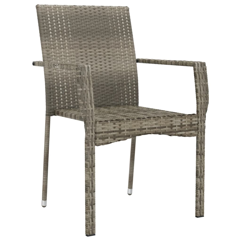 havestole med hynder 4 stk. polyrattan grå