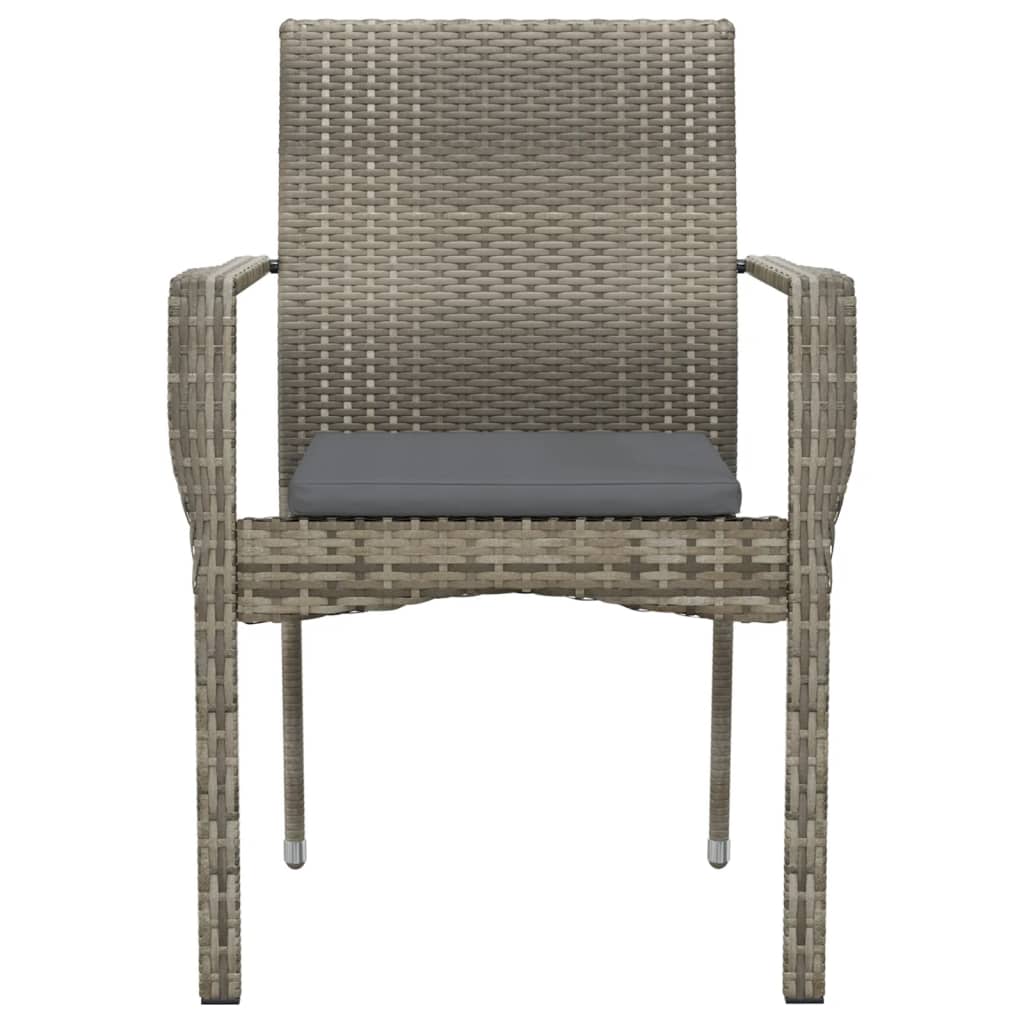 havestole med hynder 4 stk. polyrattan grå