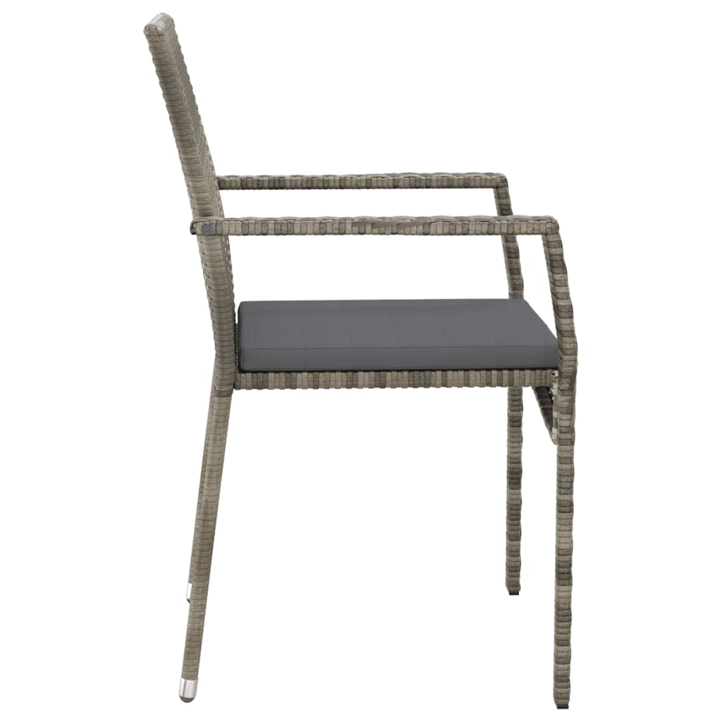 havestole med hynder 4 stk. polyrattan grå