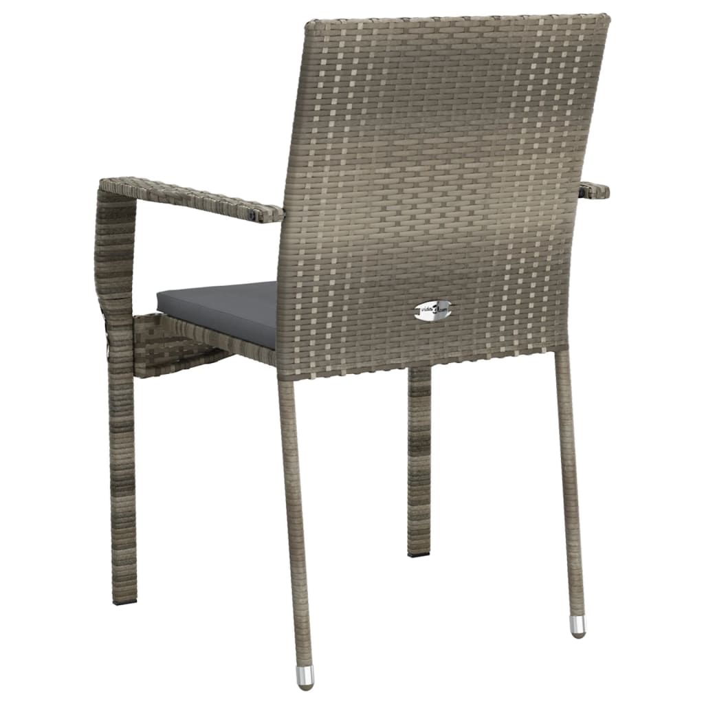 havestole med hynder 4 stk. polyrattan grå